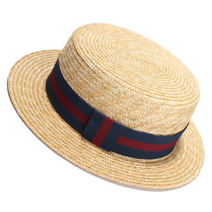 Unisex yaz düz üst Skimmer <span class=keywords><strong>Boater</strong></span> şapka yeni stil doğal buğday samanı açık disket Sombrero toptan yapımı çim şapka - Product Image 3