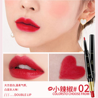 Set Lipstik dan Lip Liner 2 in 1 Dua Ujung Tahan Air Tidak Mudah Luntur Tekstur Lembut Pigmentasi Tinggi 8 Warna Pensil Lipstik Lipliner