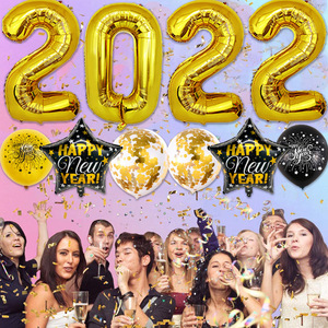 สวัสดีปีใหม่ตกแต่ง2022เซ็ตยักษ์2022ลูกโป่งฉากหลังสีทองและปีใหม่อุปกรณ์พรรคเทศกาล - Product Image 2