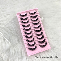 Vente en Gros 10 Paires Faux Cils Courbe DD en Fibres Synthétiques Marque Privée Noirs Naturels avec Bande de Coton Épaisse Cils Complètes