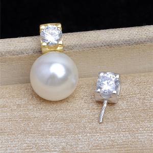 Pendentif en argent S925 avec perle droite de 10-14 mm, accessoires féminins, chaîne à tête de taureau de 3 mm, ensemble de pendentifs 5467, ensemble de pendentifs vides - Product Image 1