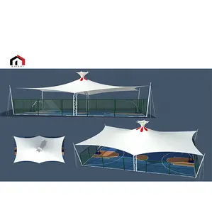 Pvdf体育场屋顶帆船遮阳帘屋顶覆盖拉伸膜结构