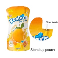 Sachets en plastique personnalisés pour boissons liquides avec paille, pour machine de remplissage de jus en aluminium, pochettes verticales à bec verseur