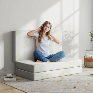 Colchón de espuma viscoelástica triple con funda de bambú, cama <span class=keywords><strong>plegable</strong></span> portátil para el hogar y los viajes, malla transpirable y base antideslizante - Product Image 2