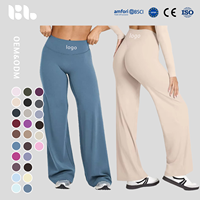 Legging Olahraga Wanita Pinggang Tinggi Tanpa Jahitan Model Lurus dengan Logo Kustom Pabrik BAILU, Celana Yoga Fitness Lembut