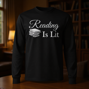 T-shirt à manches longues Teacher Book Nerd Tank Top « Reading Is Lit » T-shirt promotionnel - Product Image 3