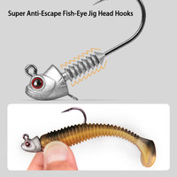Hameçons de pêche anti-chute à tête de poisson simulée avec yeux 3D, leurres moulés sous pression en plomb 5g/7g/10g/14g