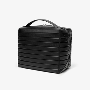 Estuche Cosmético de Plástico con Rayas Marrones, Cierre de Cremallera, Asa Suave, Estilo Moderno, Bolsa de Aseo Multifuncional para Viaje - Product Image 3