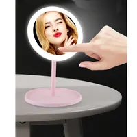 新しいカスタム折りたたみ式照明付き化粧鏡デスクトップドレッシングテーブルミラーポータブルHD LED化粧鏡女性の女の子のための