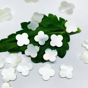 Good Quality White Clover Double Flat Natural Mother of Pearl Shell four leaf clover shape gemstone