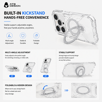 Coque transparente de luxe antichoc avec anneau magnétique et béquille ATB DESIGN, directement de l'usine, pour iPhone