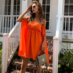 NOVANCE M01049 Strapless bright orange sleeve cute dresses for women sexy off shoulder summer dress ladies dresses casual sexy