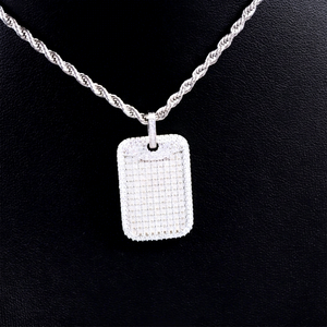 Hot Sale Tag Pendant Rope <b>Chain</b> White Gold Plated 925 Silver <b>Iced</b> <b>Out</b> VVS Moissanite Diamonds Hip Hop Pendant Dog Tag Necklace - Product Image 1