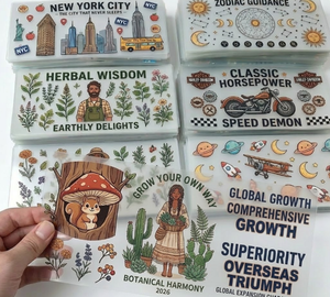 Autocollants personnalisés imperméables et résistants aux UV pour transfert thermique sur gobelets de 16 oz, sans presse à chaud nécessaire - Product Image 1