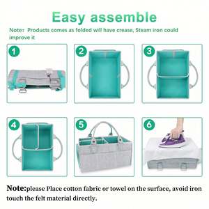 Organizador de Pañales Grande con Asa, Cesta de Fieltro Neutral para Bebé, Niño o Niña, para Guardería, Coche o Cambiador - Product Image 4