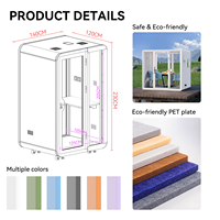 Cabine téléphonique de bureau insonorisée moderne et amovible, cabine acoustique silencieuse pour une personne, espace de travail individuel, cabine LED pour bureau à domicile