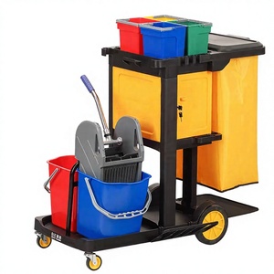 <span class=keywords><strong>Chariot</strong></span> de <span class=keywords><strong>nettoyage</strong></span> multifonctionnel pour chambre <span class=keywords><strong>d</strong></span>'hôtel, <span class=keywords><strong>chariot</strong></span> de conciergerie avec 4 roues pivotantes, capacité de 300 lb, conception ouverte - Product Image 2