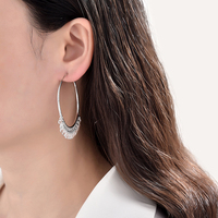 Boucles d'oreilles créoles à pampilles grandes et exagérées en argent sterling 925 hypoallergénique, zircon et plaqué rhodium, tendance, pour mariage et fête