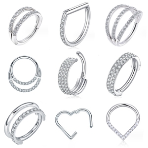 Juego de Piercings de Nariz de Acero Inoxidable de Moda al por Mayor, Piercing <span class=keywords><strong>Helix</strong></span>, Segmento Articulado ASTM F136, Titanio CNC, Clicker, Push Pin - Product Image 4