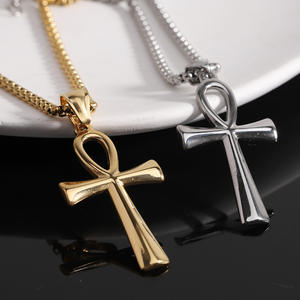 Collares de <span class=keywords><strong>Cruz</strong></span> Ankh egipcio Retro clásico para hombres y mujeres, colgante de <span class=keywords><strong>Cruz</strong></span> Simple de acero inoxidable, <span class=keywords><strong>amuleto</strong></span>, regalos de joyería al por mayor - Product Image 2