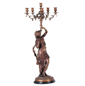 Candelabro <span class=keywords><strong>de</strong></span> Bronce Antiguo Francés con Figura <span class=keywords><strong>de</strong></span> Musa, <span class=keywords><strong>5</strong></span> Brazos, para Decoración del Hogar y Actividades Religiosas (1 Pieza) - Product Image 2