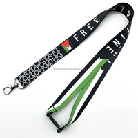 Lanière personnalisée pas chère en polyester pleine couleur avec drapeau de la Palestine et crochet