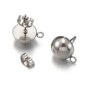 Base de boucles d'oreilles demi-boule |   Support de boucle en acier inoxydable plaqué or PVD 18 carats pour la fabrication de boucles d'oreilles pendantes DIY - Product Image 6