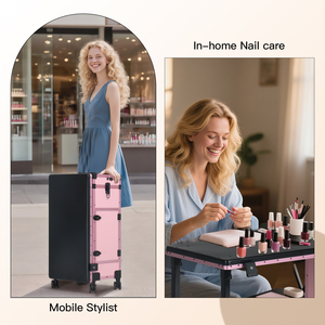 Boîte à maquillage <span class=keywords><strong>Obox</strong></span> Pro Factory avec Bluetooth et rangement, station de manucure pliable blanche pour salon de manucure, table à ongles - Product Image 3