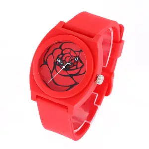 Rote Farbe grundlegende wasserfeste Kunststoffuhren Armband Großhandel Lieferant zu verkaufen