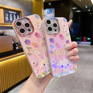Cover <span class=keywords><strong>per</strong></span> Cellulare con Coniglietto e Fiori <span class=keywords><strong>per</strong></span> Ragazze, Pellicola Protettiva <span class=keywords><strong>per</strong></span> Obiettivo, Custodia Glitterata <span class=keywords><strong>per</strong></span> iPhone 11 12 13 14 15 Pro - Product Image 4