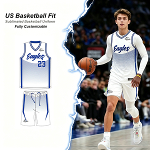 Ensemble d'uniformes de basketball varsity haut de gamme pour garçons, personnalisables par sublimation, respirants, anti-humidité, pour équipes, avec recommandation rapide - Product Image 1