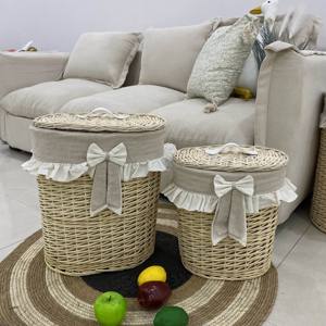 Panier à linge en <span class=keywords><strong>osier</strong></span> <span class=keywords><strong>de</strong></span> capacité géante Panier en rotin <span class=keywords><strong>de</strong></span> style quotidien pour le rangement des vêtements/jouets avec intérieur lavable pour les salles <span class=keywords><strong>de</strong></span> <span class=keywords><strong>bain</strong></span> - Product Image 3