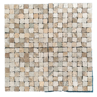 Mosaïque de marbre beige travertin jaune d'automne à bords brisés, polie - Moderne, écologique, durable, pour salle de bain et villa, usage intérieur