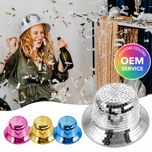 Chapeau Bob <span class=keywords><strong>Disco</strong></span> Personnalisé en Gros avec Mosaïque Miroir pour Festival, Rave, Fête Rétro Années 70, Enterrement de Vie de Jeune Fille, Vente en Gros - Product Image 1
