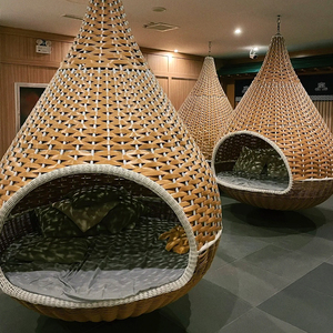 Muebles de Jardín Modernos, Silla Colgante de Mimbre con Forma de <span class=keywords><strong>Nido</strong></span> de Pájaro para Piscina de <span class=keywords><strong>Hotel</strong></span>, Playa, Tumbona para Exteriores - Product Image 4