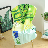 Absorbant l'eau Séchage rapide USA Dollar Euro Impression personnalisée Serviette de plage en microfibre éponge
