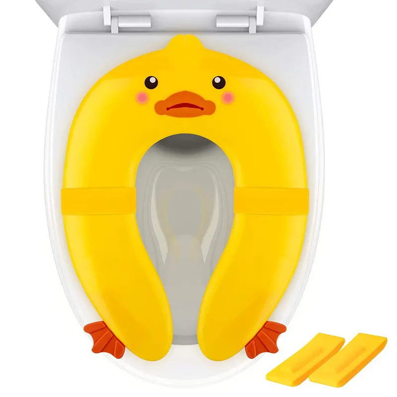Pot pliable pour siège d'entraînement, siège de toilette Portable, pour les enfants, garçons et filles, Design de canard jaune mignon, collection