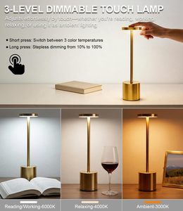 Battery Operated Home Dinner Outdoor USB Cordless Touch Dimming Led Restaurant <b>Rechargeable</b> Metal <b>Table</b> <b>Lamp</b> - Product Image 5