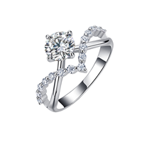 Bague en argent S925 incrustée de moissanite 1,4 carats, style français élégant et luxueux, couleur D, clarté, double face, à niveaux, pour anniversaire