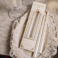 Ensemble cadeau de 2 bougies coniques en cire de soja de luxe, sans fumée, non parfumées, pour mariage, Noël, Pâques, Halloween, élégant coffret
