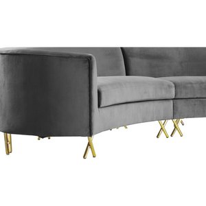 European Size Modern grey Fabric <span class=keywords><strong>I</strong></span> Shaped Sectional Corner Sofa Modular Couch with X-shaped gold metal legs corner curved sofa - Product Image 4