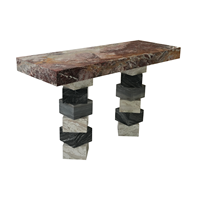 Table console rectangulaire en marbre de design italien pour entrée, salon, hôtel, appartement, bureau à domicile, meuble élégant pour couloir