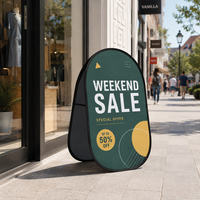 Bannière publicitaire ovale colorée à impression numérique, support d'affichage double face extérieur, bannière pop-up pour événements