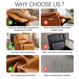 Canapé inclinable en cuir véritable BALOM personnalisé, canapé inclinable électrique moderne pour salon - Product Image 5