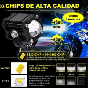 Luces LED Explorers <span class=keywords><strong>para</strong></span> Motocicleta, Modelo Devil Eyes 3570, <span class=keywords><strong>Mini</strong></span> Sistema de Iluminación Delantera con Chip, Color Blanco y Amarillo, de Aluminio - Product Image 2