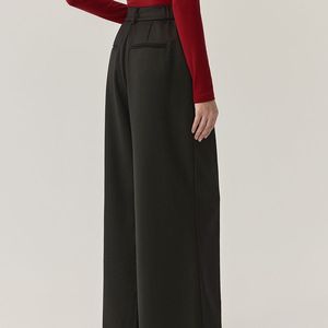 <span class=keywords><strong>Pantaloni</strong></span> larghi larghi a vita alta da <span class=keywords><strong>donna</strong></span> in <span class=keywords><strong>lana</strong></span> di pecora tinta unita <span class=keywords><strong>pantaloni</strong></span> larghi in maglione con due tasche laterali - Product Image 2