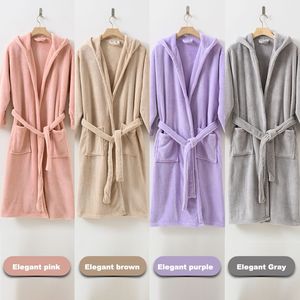Luxury Microfiber Coral Fleece Bathrobe with logo Custom Absorbent Coral Velvet Unisex Robe Quick Dry <strong>Housecoat</strong> <strong>for</strong> <strong>Women</strong> Men - Product Image 2