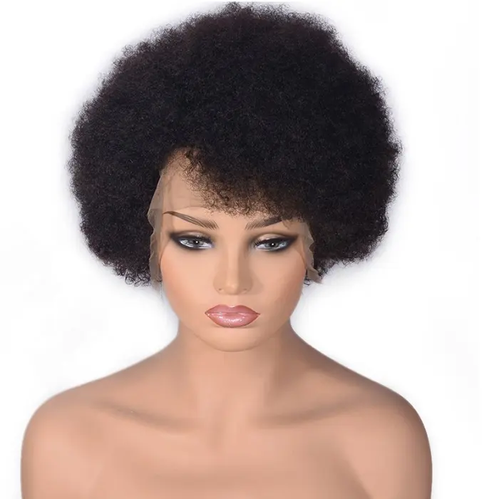 Qingdao Hair Company Wholesale Brazilian Remy Hair Full Lace Wig and Lace Frontal Afro Kinky Curly Wig for African American Wome
