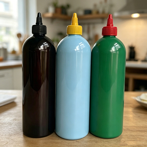 Multi Color PET Plastic Squeeze Oil <b>Bottle</b> With Pointed Nozzle Cap Refillable Dispensing Container For Hair Oil Cooking Sauce - Product Image 1