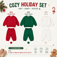 Ensemble de survêtement en molleton bouclette pour enfants, collection automne-hiver, avec pull et pantalon de jogging, thème Noël, pour bébés et jeunes enfants, vente en gros en stock